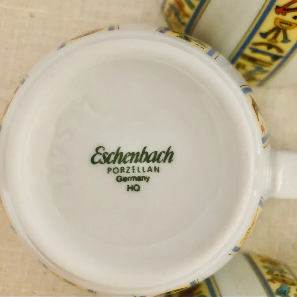 8 Eschenbach porcelain cups /Egyptian Hieroglyphs